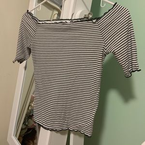 Cropped Black and White Stripe Top